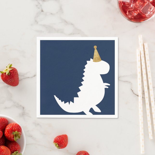 Green Dinosaur birthday theme Boy baby shower Napk Napkins (Insitu)