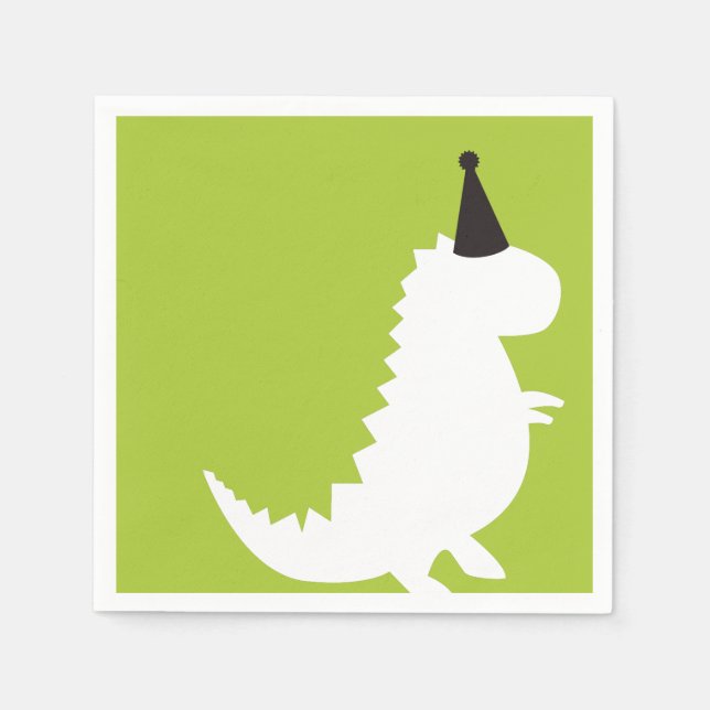 Green Dinosaur birthday theme Boy baby shower Napkins (Front)