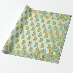 Green Dinosaur Boys Baby Shower  Wrapping Paper