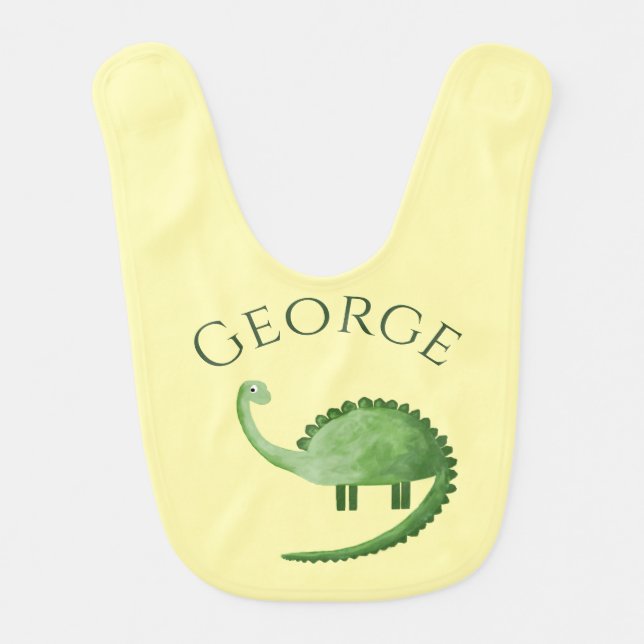Green Dinosaur customizable baby boy Bib (Front)