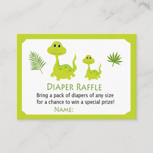 Green dinosaur Diaper Raffle Tickets