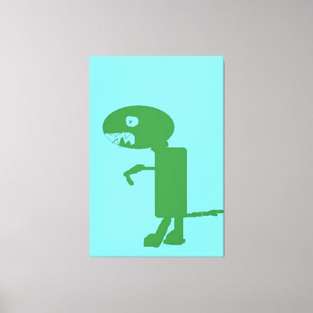 Green Dinosaur Dino Monster, Digital Kids Art :) Canvas Print (Front)