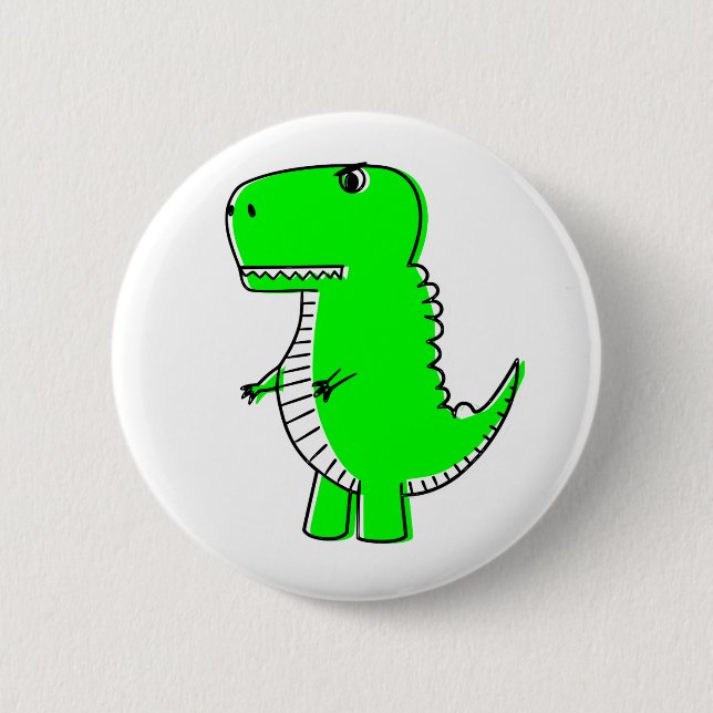 Green Dinosaur Drawing Button (Front)