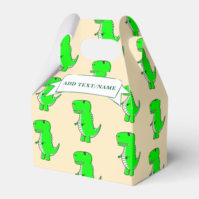 Green Dinosaur Drawing Custom  Favor Boxes (Front Side)