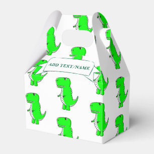 Green Dinosaur Drawing Custom White Favor Boxes
