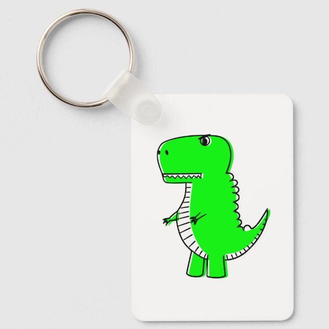 Green Dinosaur Drawing Keychain (Front)