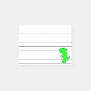 Green Dinosaur Drawing Lined 4x3 Post-it Notes