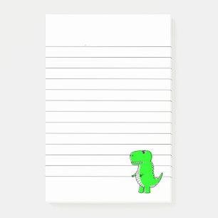 Green Dinosaur Drawing Lined Post-it Notes