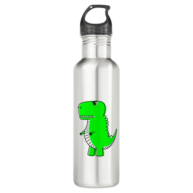 Green Dinosaur Drawing Stainless Steel Water Bottle (Front)