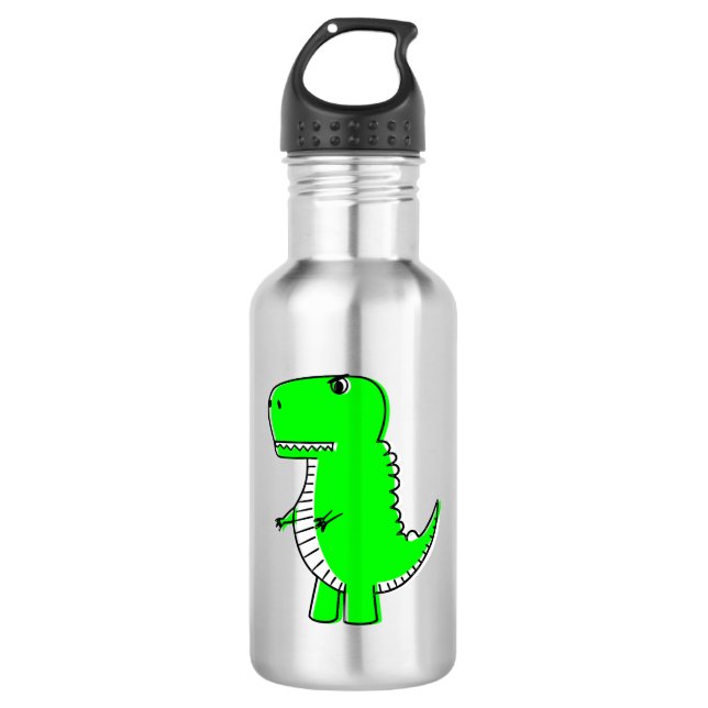 Green Dinosaur Drawing Stainless Steel Water Bottle (Front)