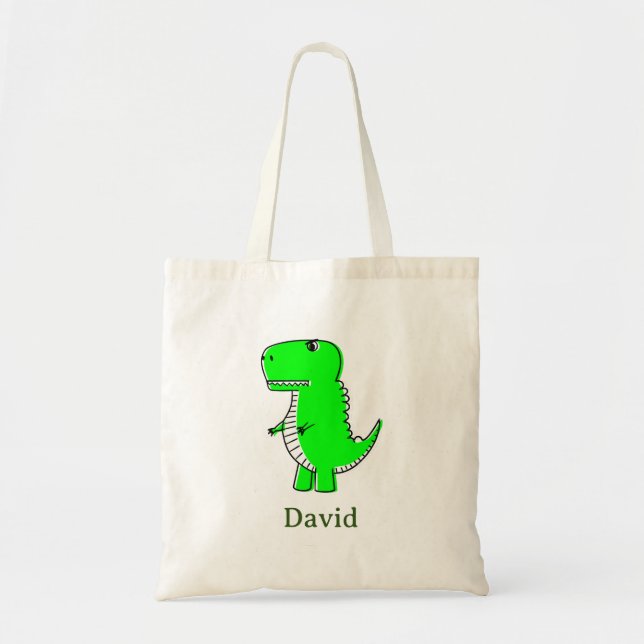 Green Dinosaur Drawing Tote Bag (Front)