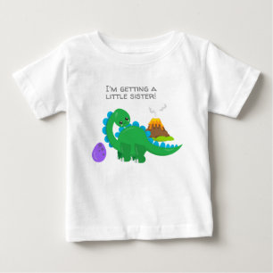 Green Dinosaur Getting a Little Sister Baby T-Shirt