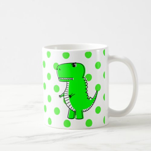 Green Dinosaur Green Polka Dots Coffee Mug