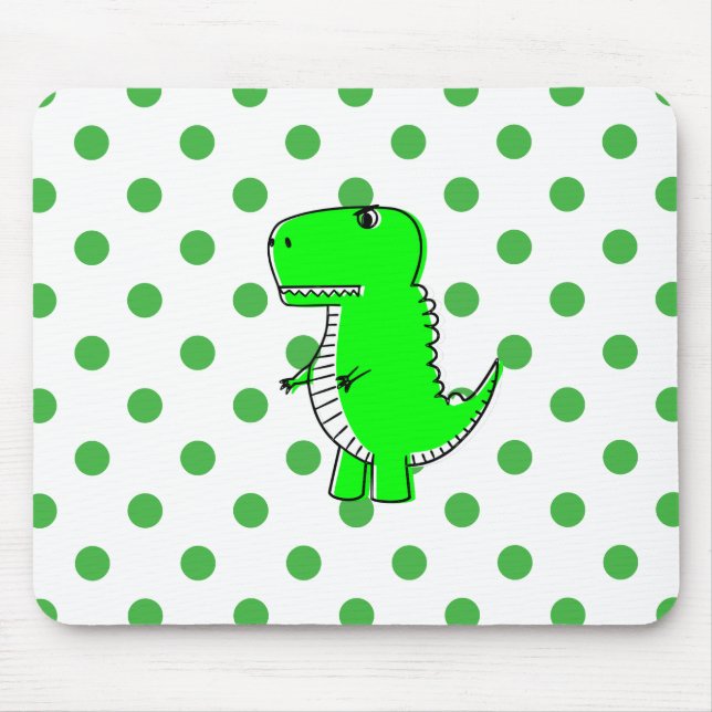 Green Dinosaur Green Polka Dots Mouse Pad (Front)