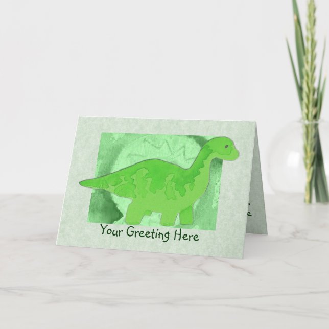 Green Dinosaur Greeting Card (Front)