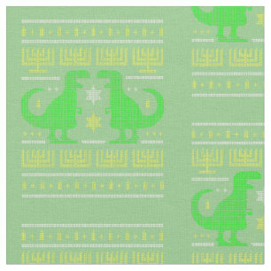 green dinosaur hanukkah ugly sweater fabric