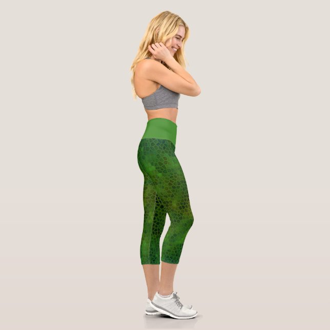 Green Dinosaur Hide Capri Leggings (Right)