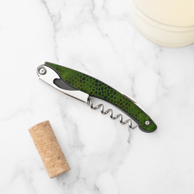 Green Dinosaur Hide Waiter's Corkscrew (Front)