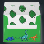 Green Dinosaur Kids Birthday Dino Jurassic Boy Envelope<br><div class="desc">This dinosaur design is great for the birthday boy in your life. Give them a dino-mite bday with this dino themed design featuring a trex,  triceratops,  brontosaurus,  and raptor on a green background.</div>