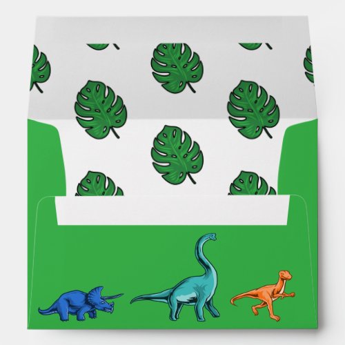 Green Dinosaur Kids Birthday Dino Jurassic Boy Envelope