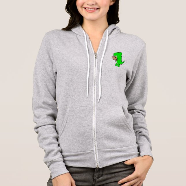 Green Dinosaur Loves Football Hoodie (Front)