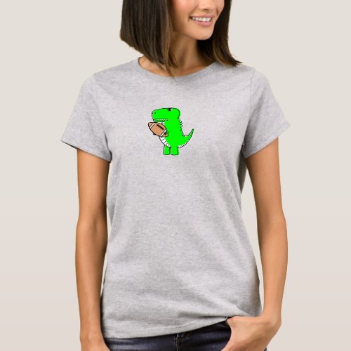 Green Dinosaur Loves Football T_Shirt