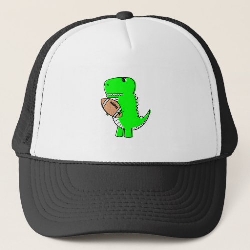 Green Dinosaur Loves Football Trucker Hat
