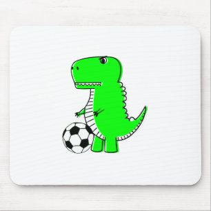 Green Dinosaur Loves Soccer Mouse Pad