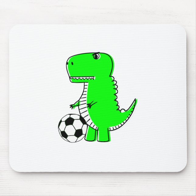 Green Dinosaur Loves Soccer Mouse Pad (Front)