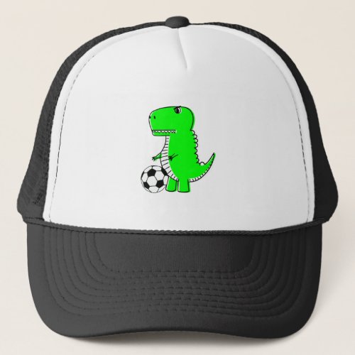 Green Dinosaur Loves Soccer Trucker Hat