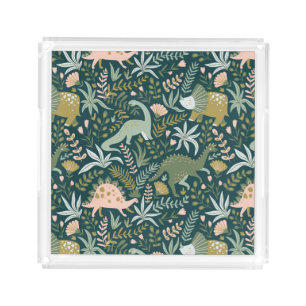Green Dinosaur Pattern Acrylic Tray