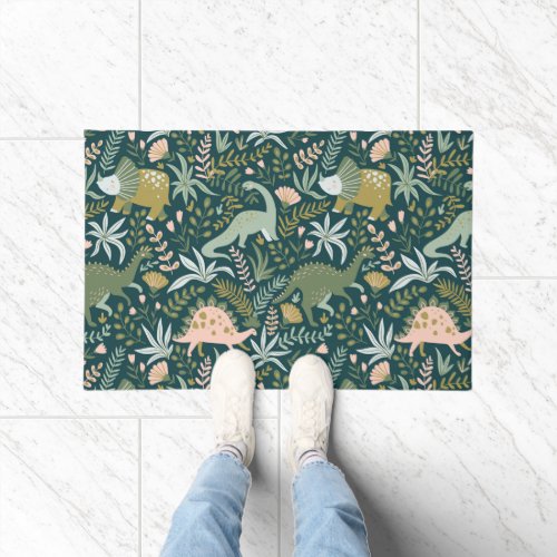 Green Dinosaur Pattern Doormat