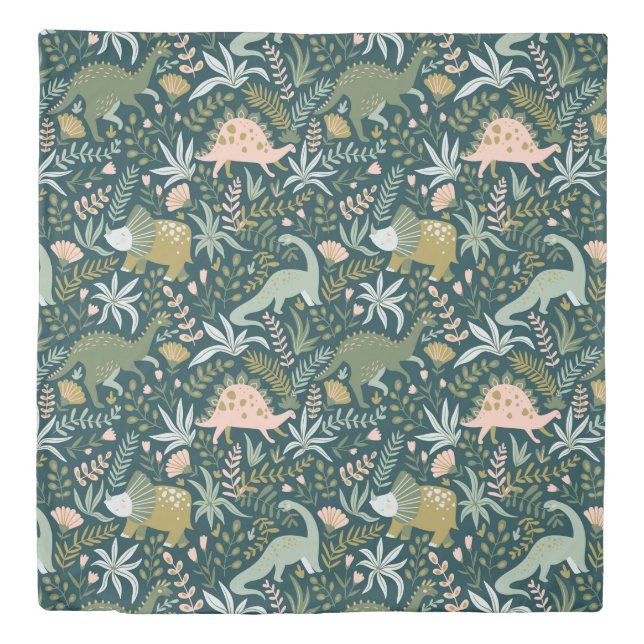 Green Dinosaur Pattern Duvet Cover (Front)