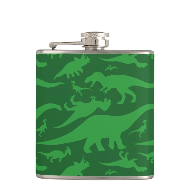 Green Dinosaur Pattern Flask (Front)