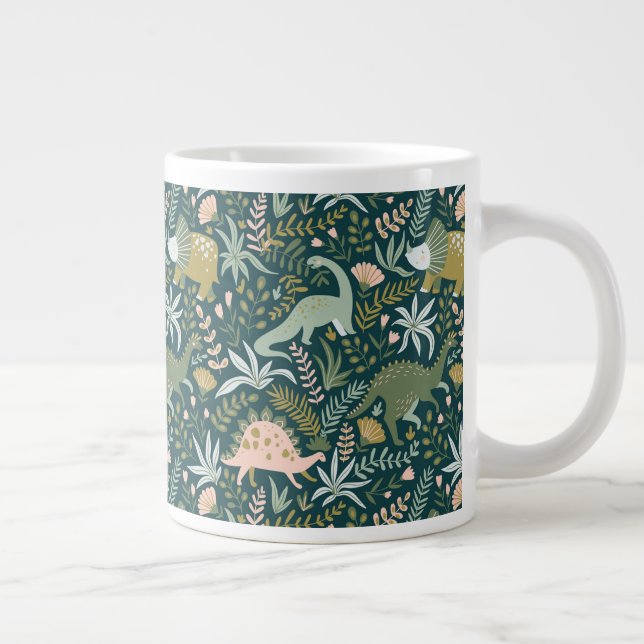 Green Dinosaur Pattern Giant Coffee Mug (Right)