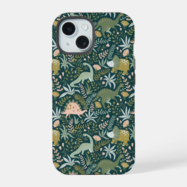 Green Dinosaur Pattern Iphone Case (Back)