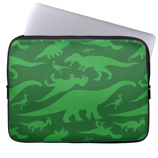 Green Dinosaur Pattern Laptop Sleeve (Front)