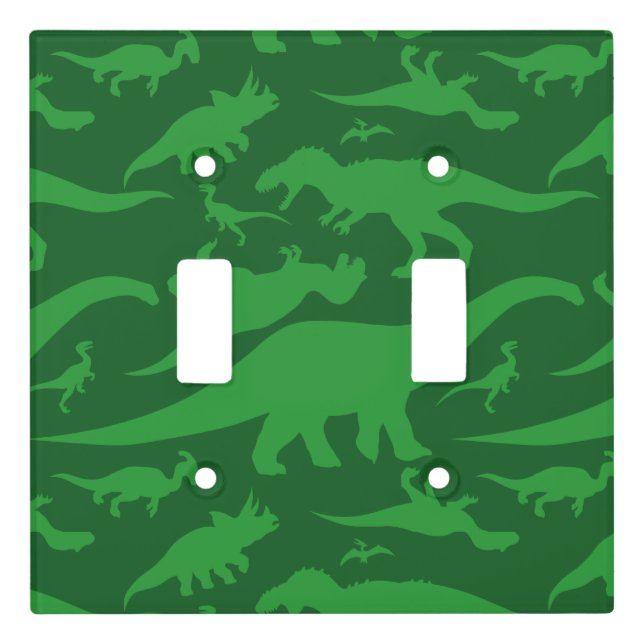 Green Dinosaur Pattern Light Switch Cover (Front)