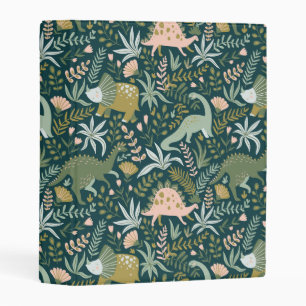 Green Dinosaur Pattern Mini Binder