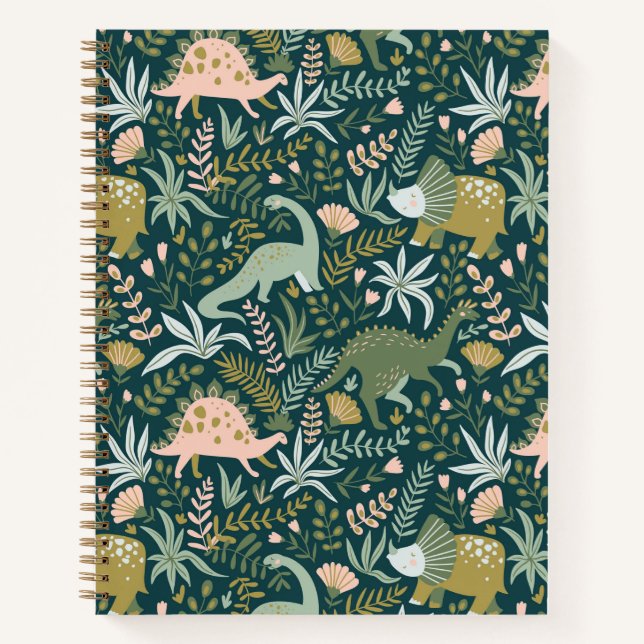 Green Dinosaur Pattern Notebook (Front)