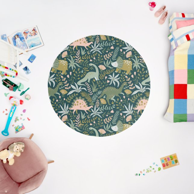 Green Dinosaur Pattern Outdoor Rug (Insitu (Babyroom))