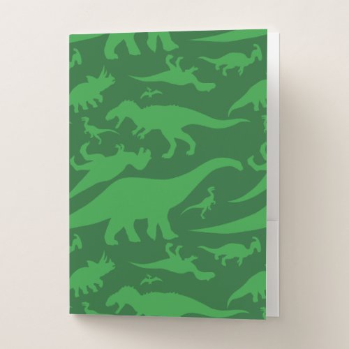Green Dinosaur Pattern Pocket Folder