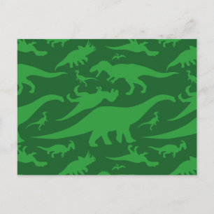 Green Dinosaur Pattern Postcard