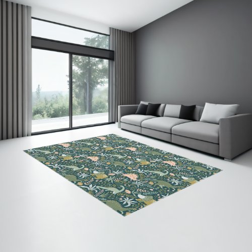 Green Dinosaur Pattern Rug