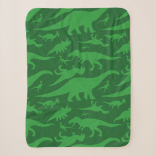 Green Dinosaur Pattern Sherpa Blanket