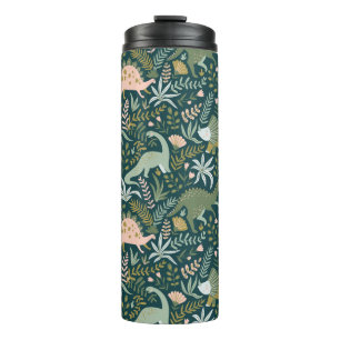 Green Dinosaur Pattern Thermal Tumbler