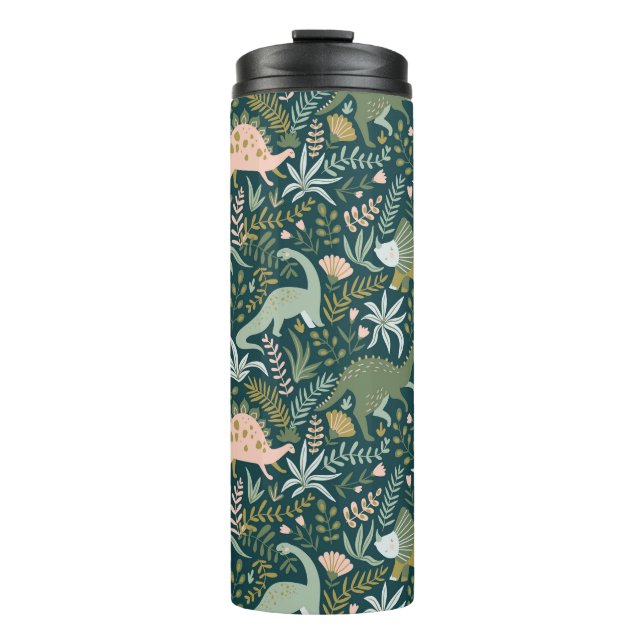Green Dinosaur Pattern Thermal Tumbler (Front)