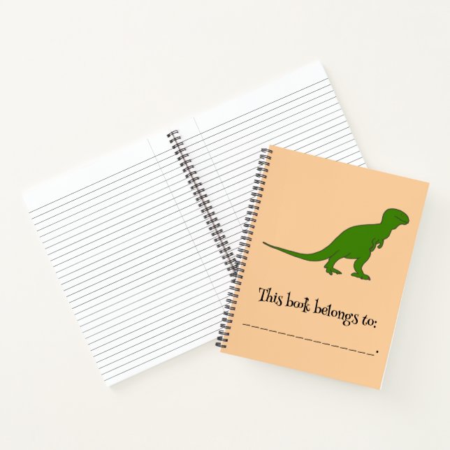 Green Dinosaur Personalized Tyrannosaurus Notebook (Inside)