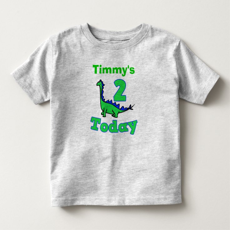 Green Dinosaur Second Birthday Boy Shirt | Zazzle