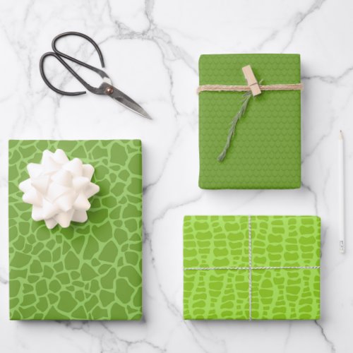 Green Dinosaur Skin Pattern Wrapping Paper Sheets